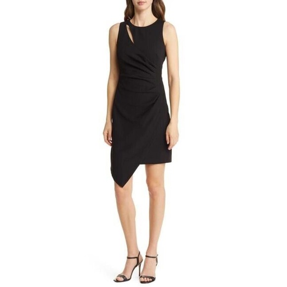 NWT Vince Camuto Cutout Detail Asymmetrical Cocktail Dress Women's Black Size 18 - Picture 1 of 6